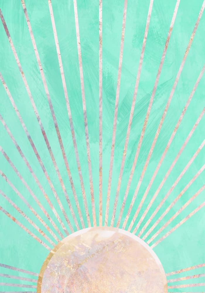 Mint Gold Sun Rays by Sarah Manovski — canvas wall art