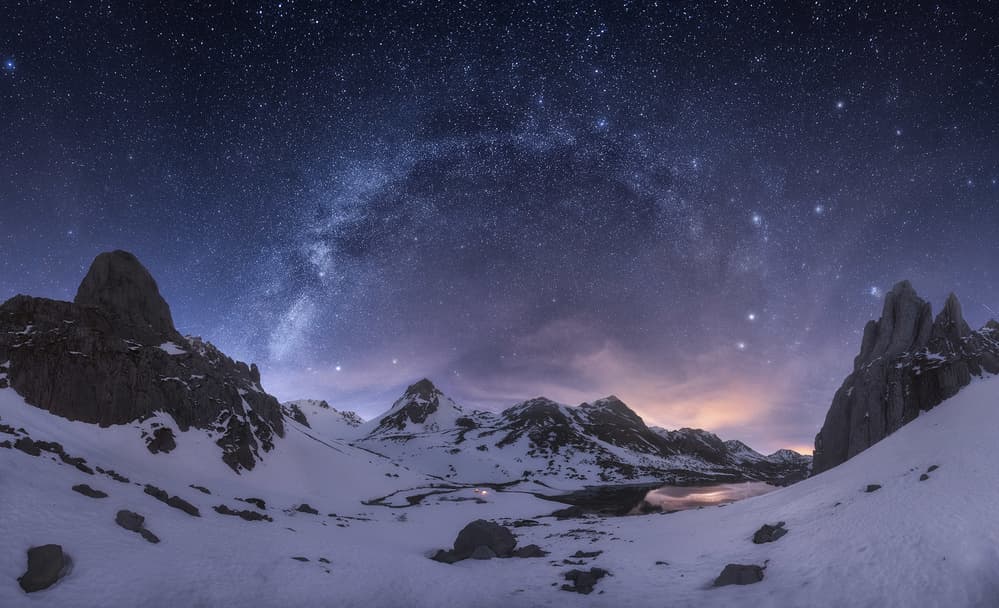 Milky Way Mountain Serenity by Carlos Gonzalez — canvas wall art