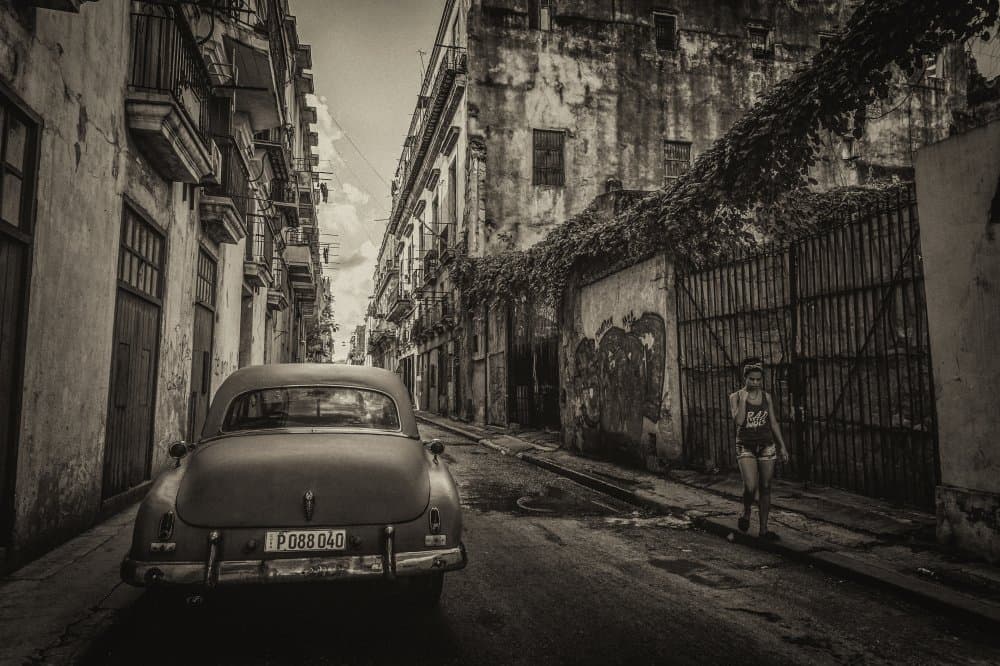 Old Street Classic Car by Koji Morishige — canvas wall art