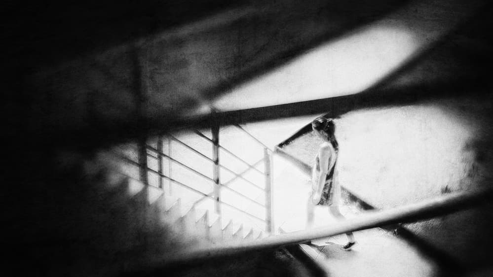 Girl on the Staircase by Ina Tänzer — canvas wall art