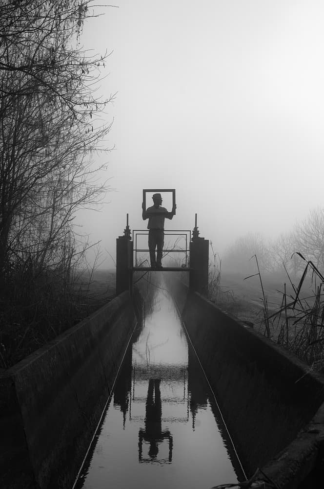 Framed Figure in Fog by Carlo Ferrara — canvas wall art