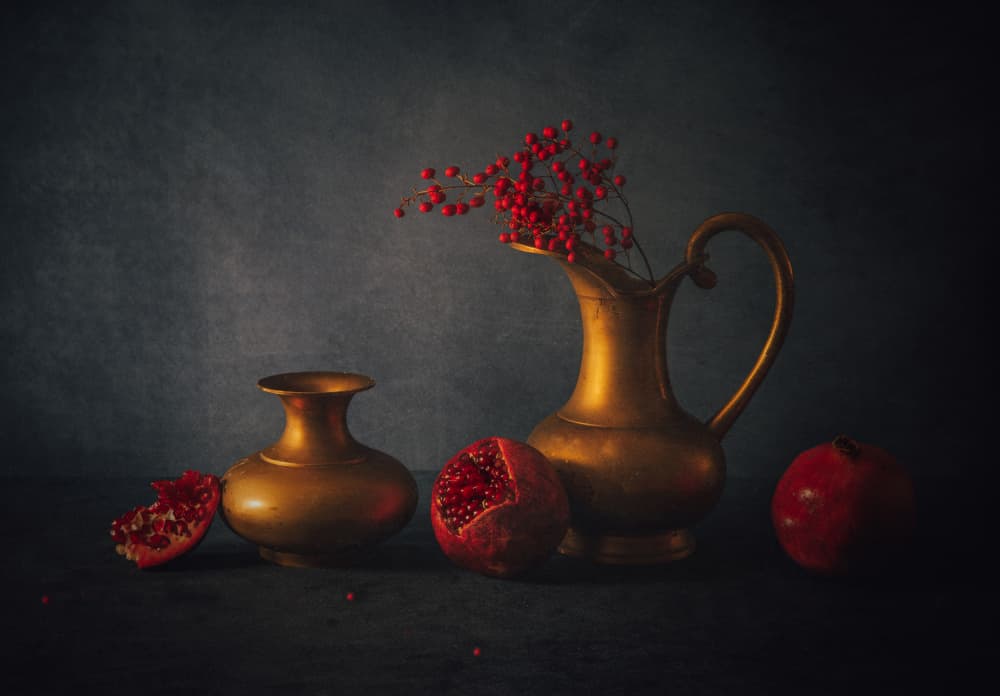 Pomegranate Still Life by May G — canvas wall art
