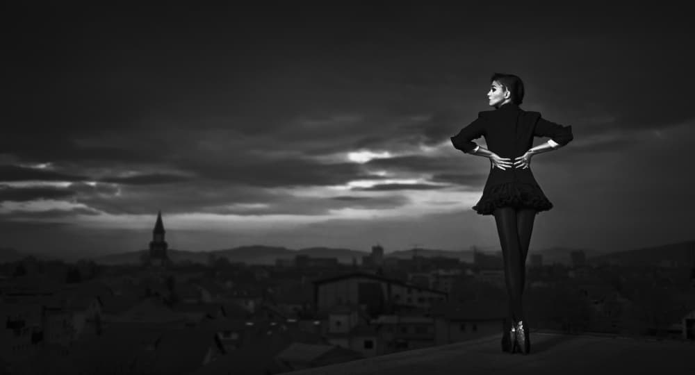 Elegant Woman City View by Mitja Kobal — canvas wall art