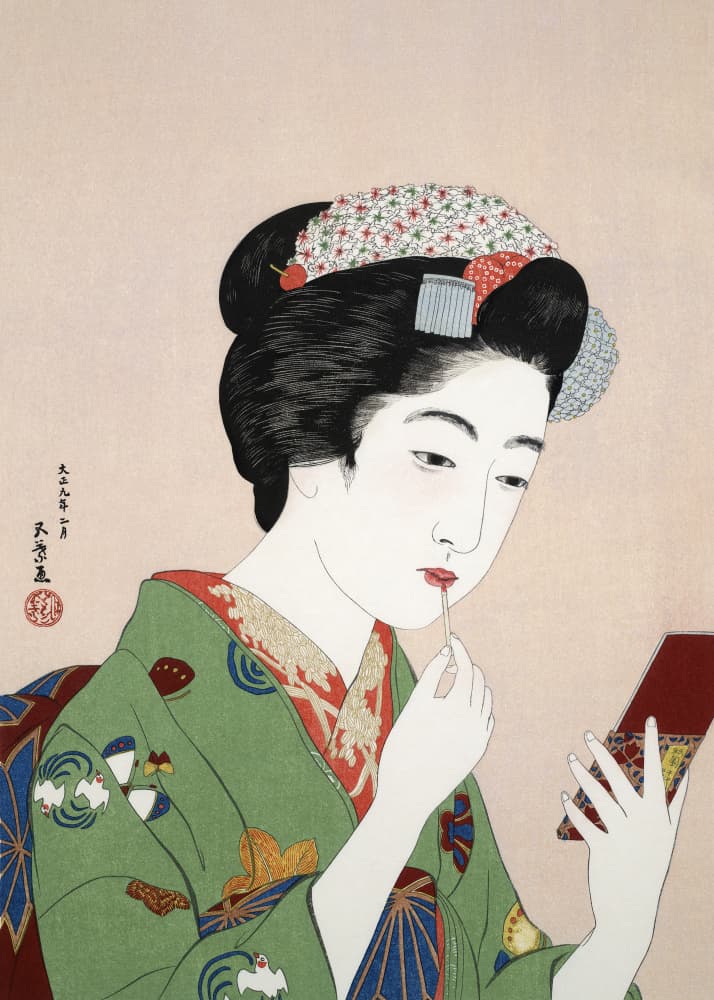 Woman Applying Rouge (1920) by Goyō Hashiguchi — canvas wall art
