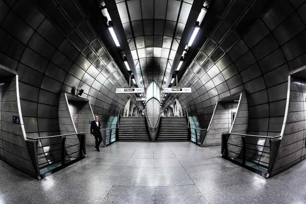 Man in Modern Metro by Hervé Loire — canvas wall art