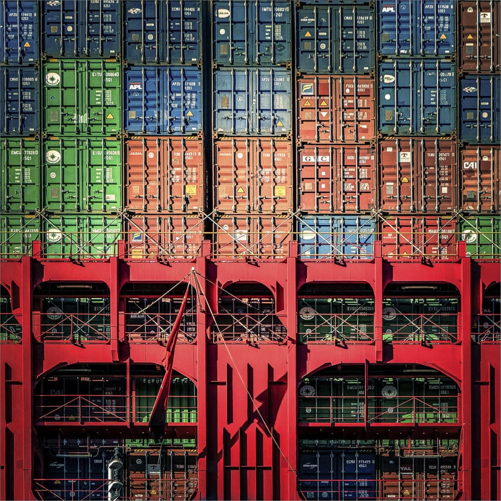 Vibrant Stacked Containers by Michael Eßig — canvas wall art