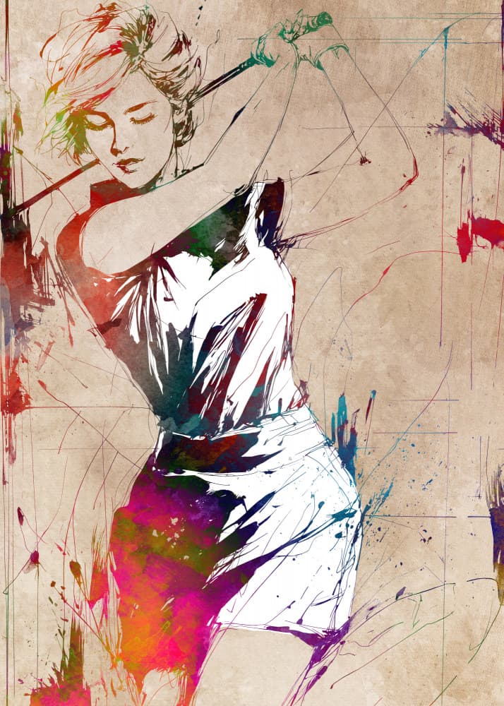 Colorful Golf Swing by Justyna Jaszke — canvas wall art