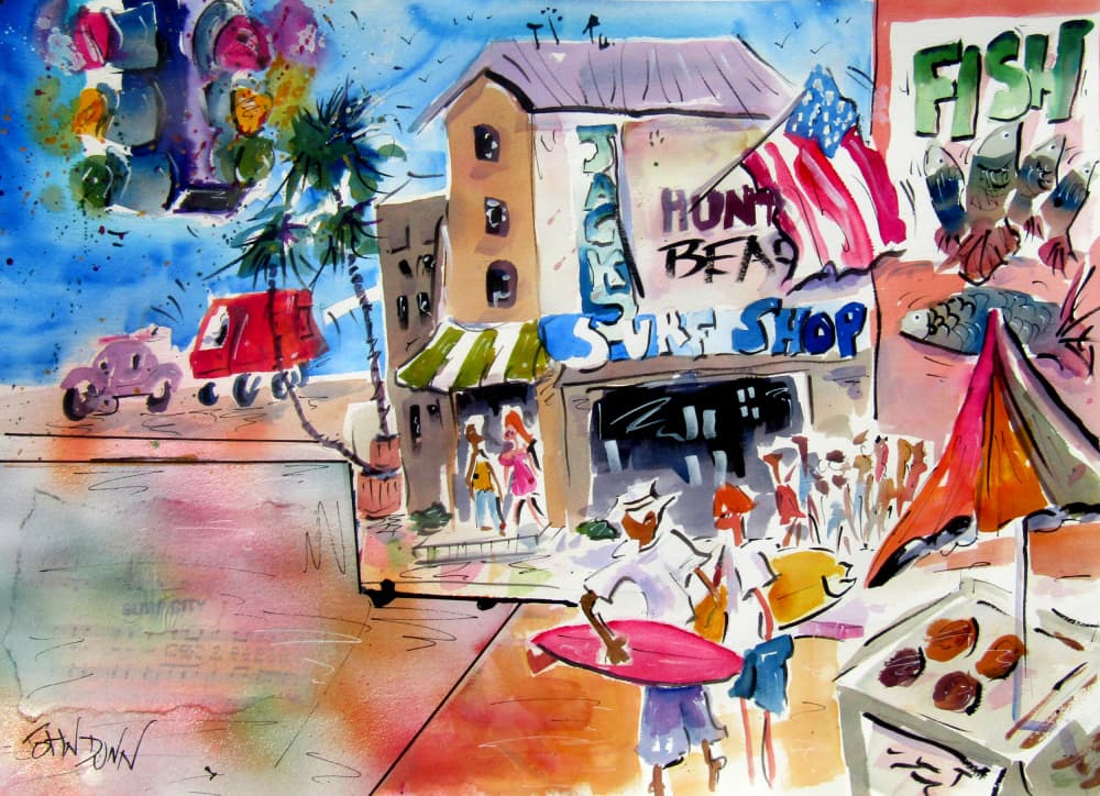 Coastal Surf Town Life by John Dunn — canvas wall art