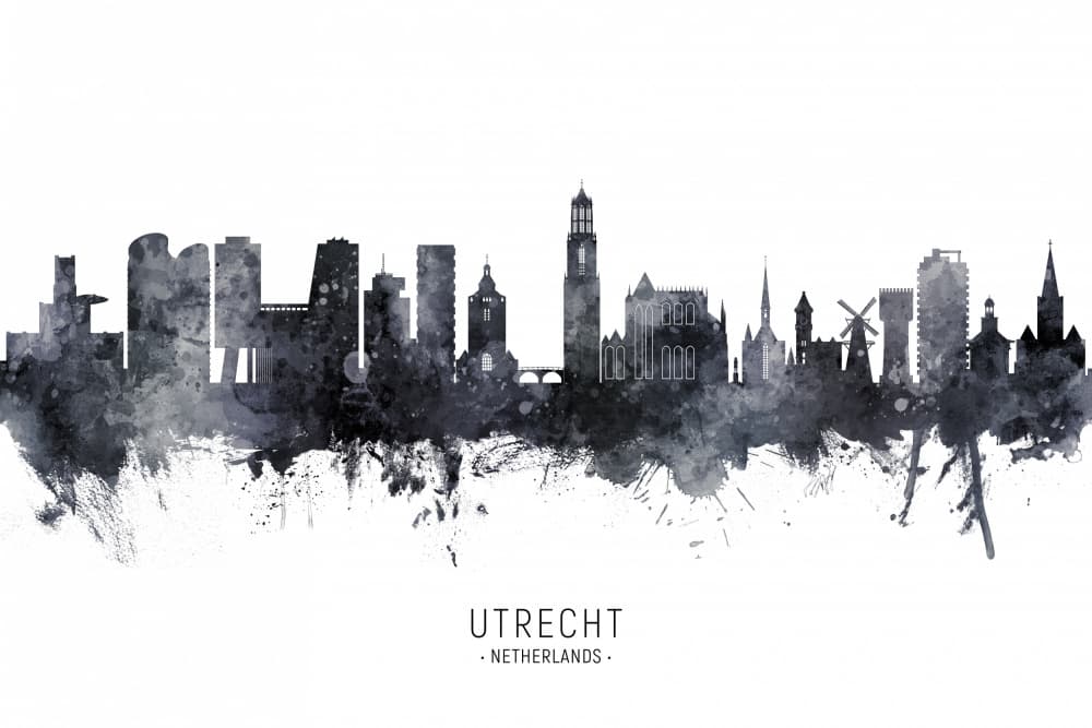 Utrecht Cityscape Silhouette by Michael Tompsett — canvas wall art
