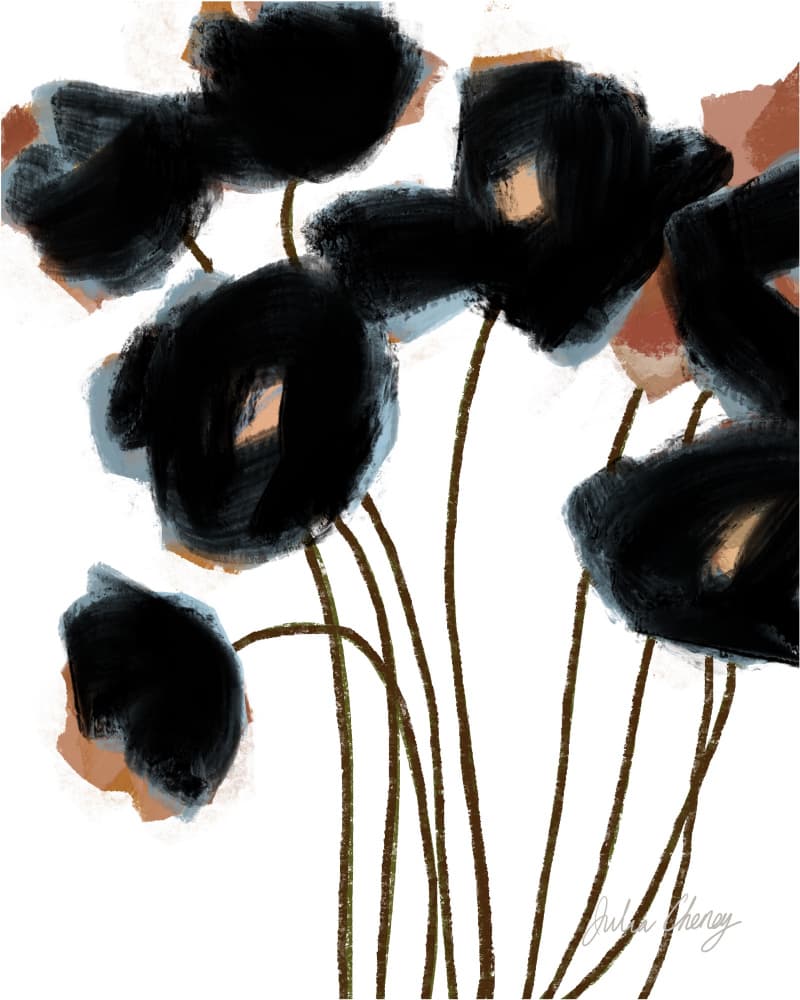 Black and Rust Flower 1 by Julia Cheney — canvas wall art