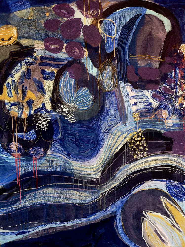 Deep Blue Abstract Swirls by Monika Riethmueller — canvas wall art