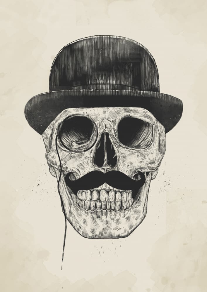 Dapper Gentleman Skull by Balazs Solti — canvas wall art
