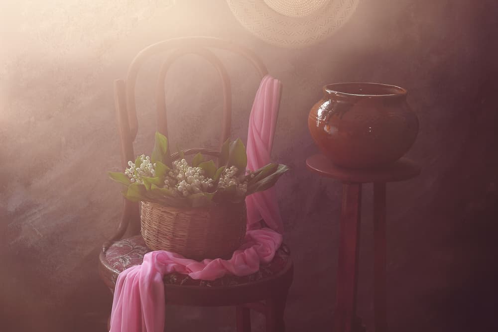 Cozy Lily Valley Basket by UstinaGreen — canvas wall art