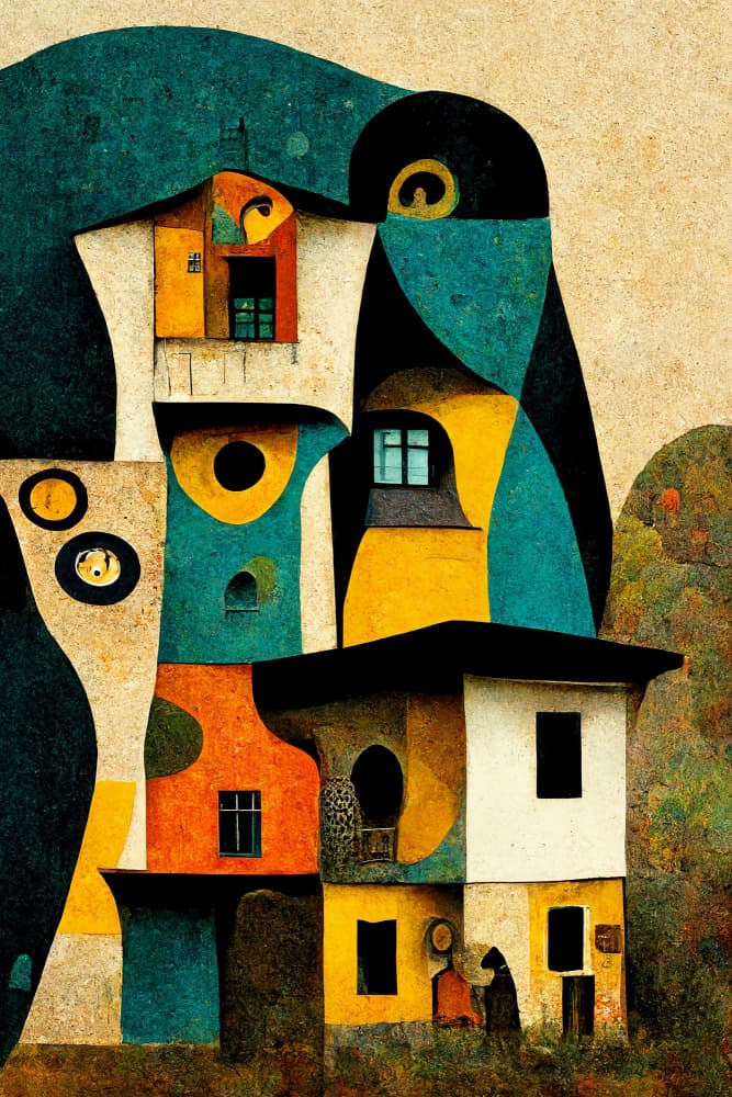 Whimsical Dwellings by Treechild — canvas wall art