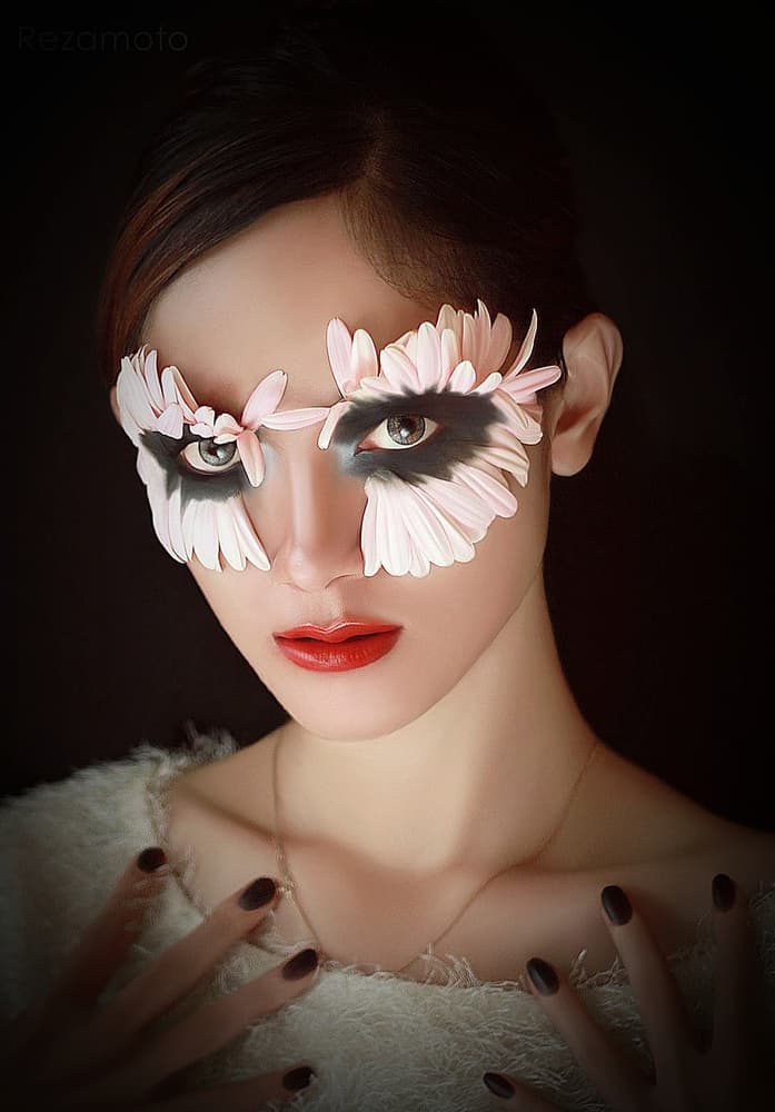 Elegant Flower Mask by Rezamoto — canvas wall art