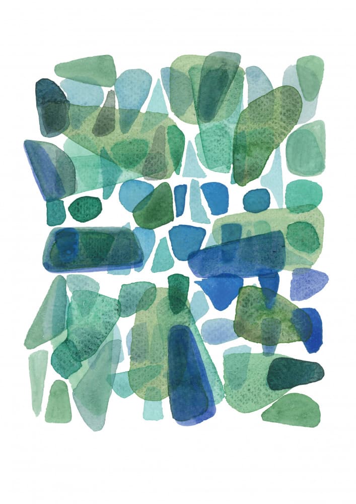 Tranquil Sea Glass Shapes by Louise van Terheijden — canvas wall art