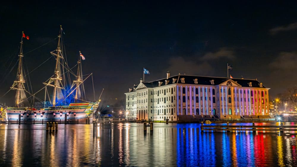 Amsterdam Night Reflections by Henk Goossens — canvas wall art