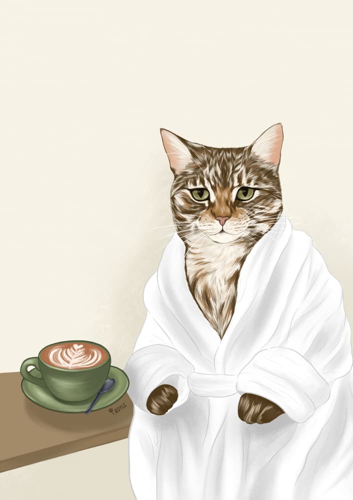 Cozy Cat Coffee Morning by Tara Royle — canvas wall art