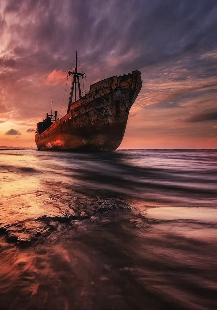 Dramatic Shipwreck Sunset by Chris Kaddas — canvas wall art