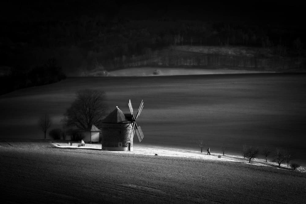 Winter Windmill Walk by Milan Uhrin AFIAP AZSF — canvas wall art