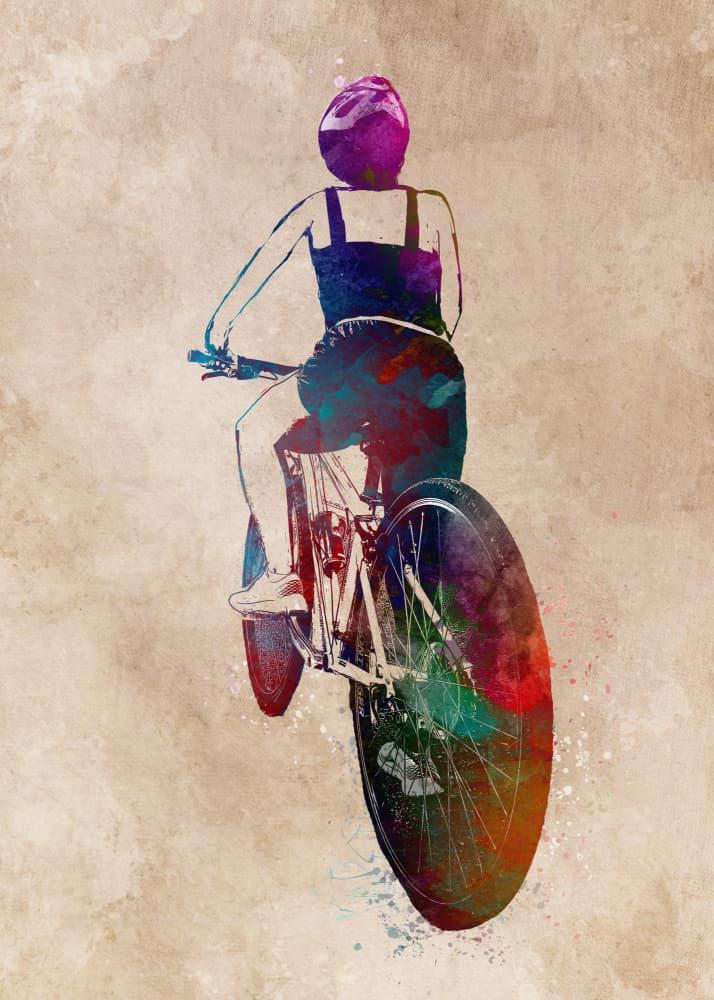 Vibrant Bike Ride by Justyna Jaszke — canvas wall art