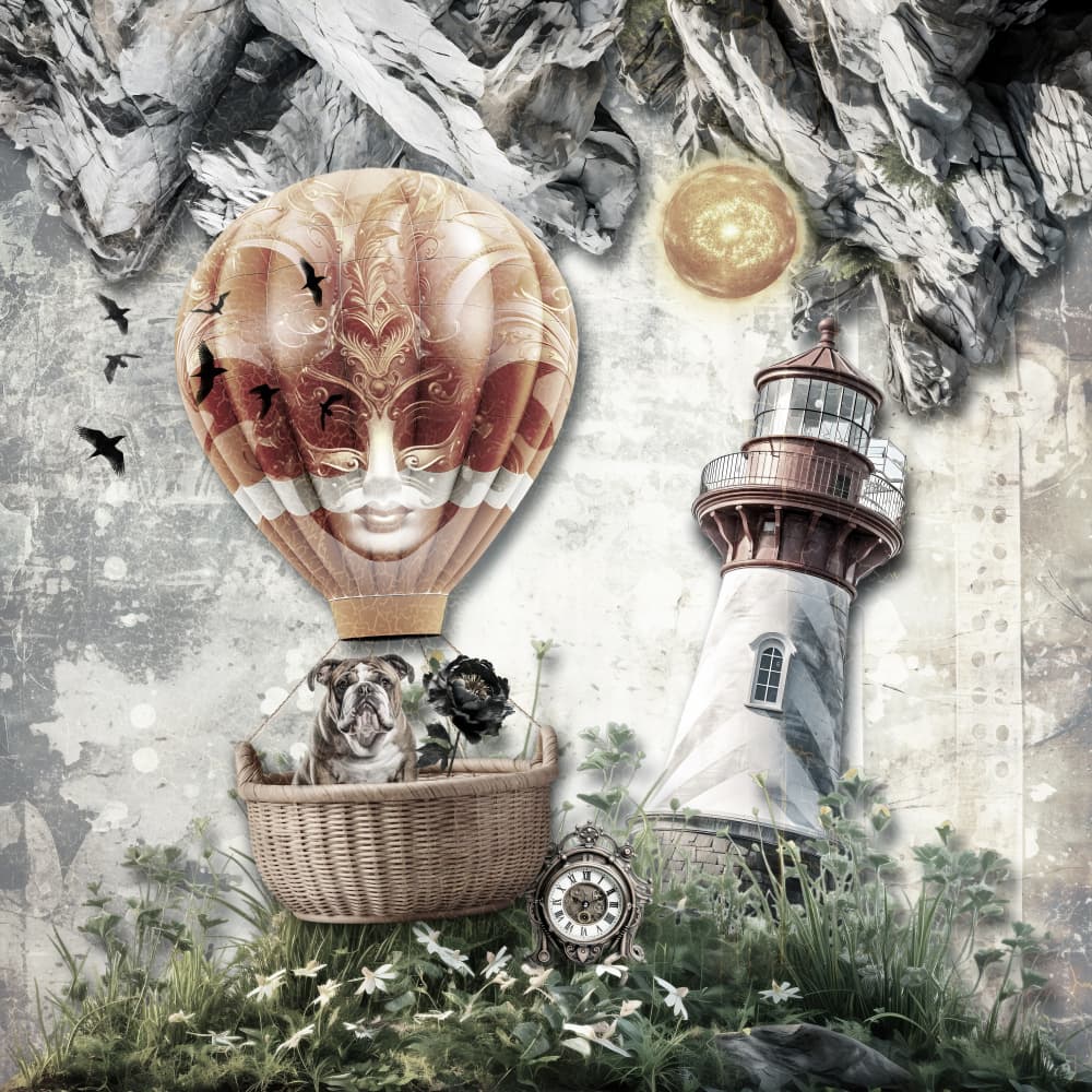 Bulldog Balloon Adventure by Rafal Kulik — canvas wall art