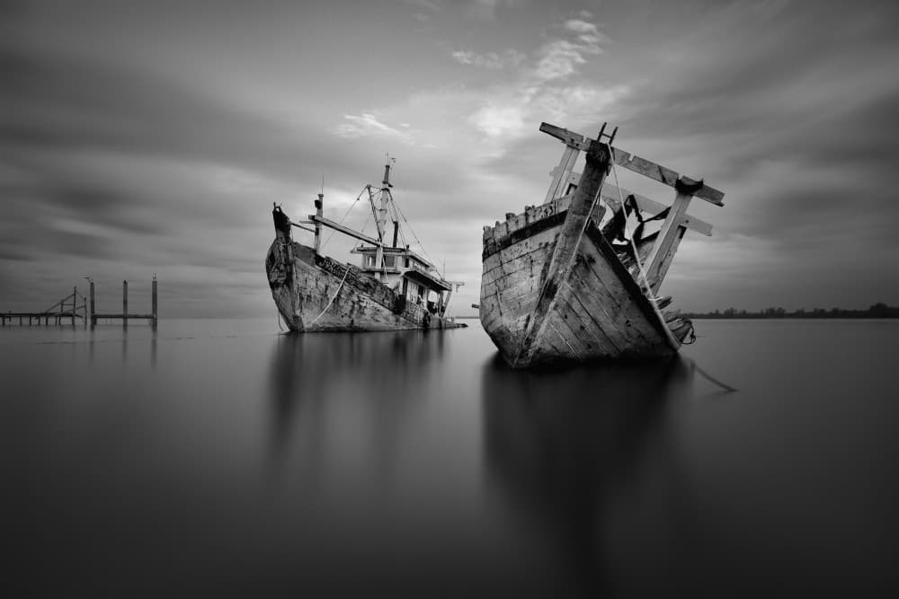 Abandoned Ships Still Water by Suhandi Jitir — canvas wall art