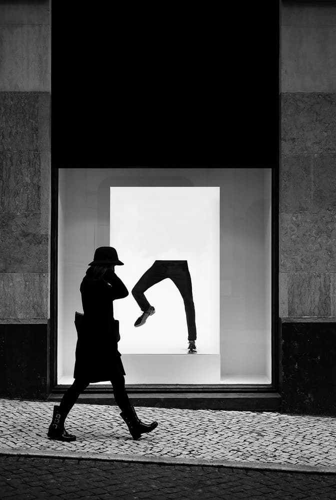 Urban Silhouette Window Display by Florentinus Joseph — canvas wall art