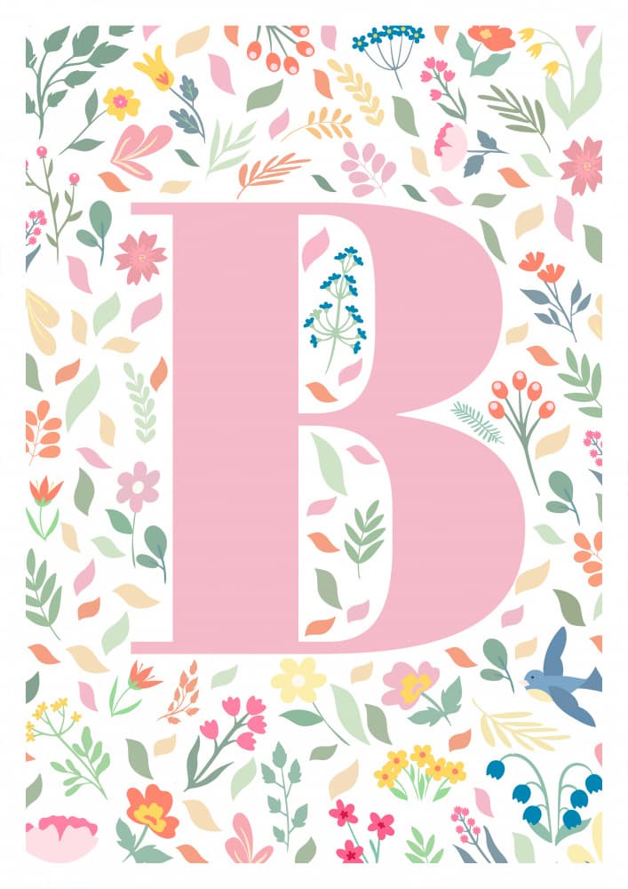 Sweet Floral Letter B by Sarah Manovski — canvas wall art