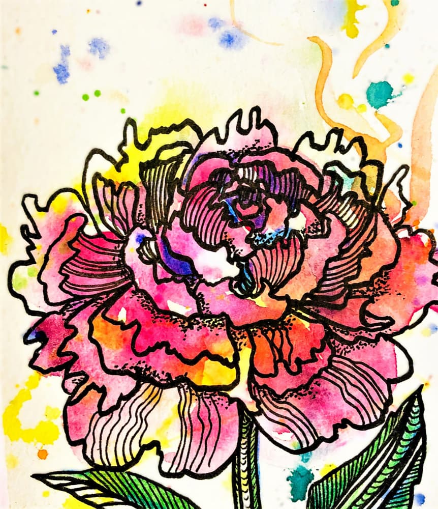 Vibrant Watercolor Peony by Anda Bieza — canvas wall art