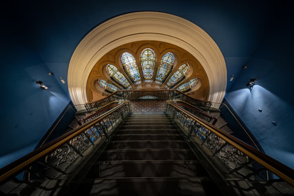 Grand Stained Glass Staircase by David Chiodo — canvas wall art