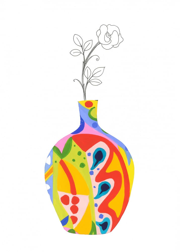 Colorful Vase Rose by Isabelle Brent — canvas wall art