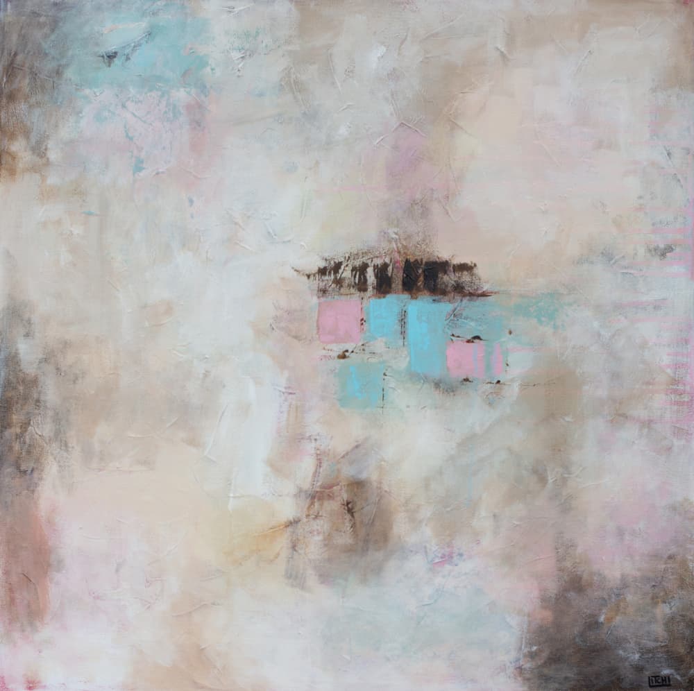 Pink Blue Abstract Forms by Lillian Christiansson — canvas wall art
