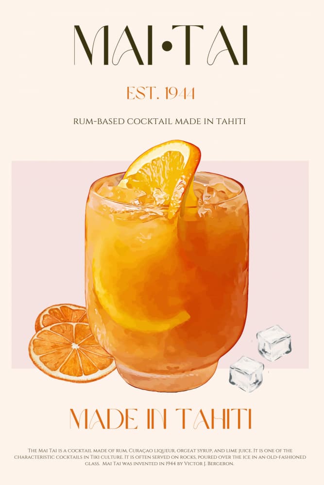 Mai Tai Tropical Drink by Nazma Khokhar — canvas wall art