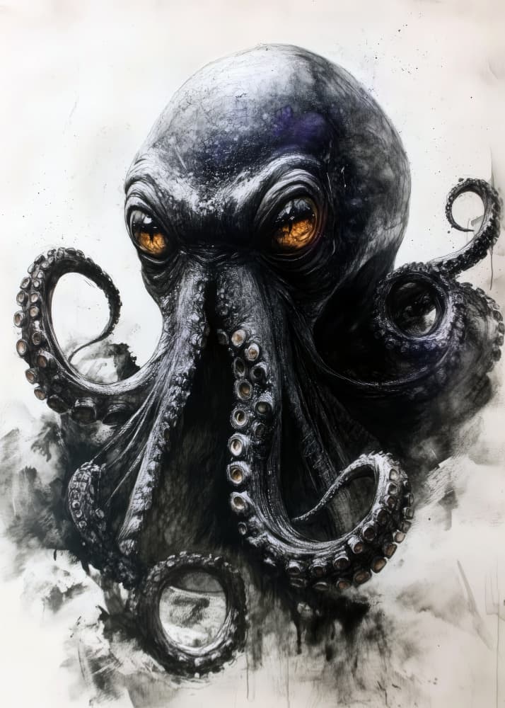 Dark Kraken Eyes by Justyna Jaszke — canvas wall art