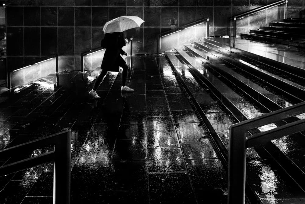 Solitary Umbrella Walk by Adam Dauria ☂ — canvas wall art