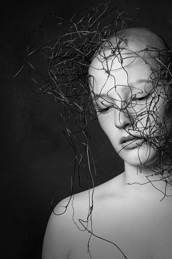 Tangled Thoughts Portrait by Carola Kayen-Mouthaan — canvas wall art