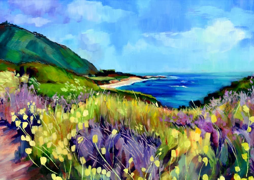 Vibrant Coastal Wildflowers by Maxine Shore — canvas wall art