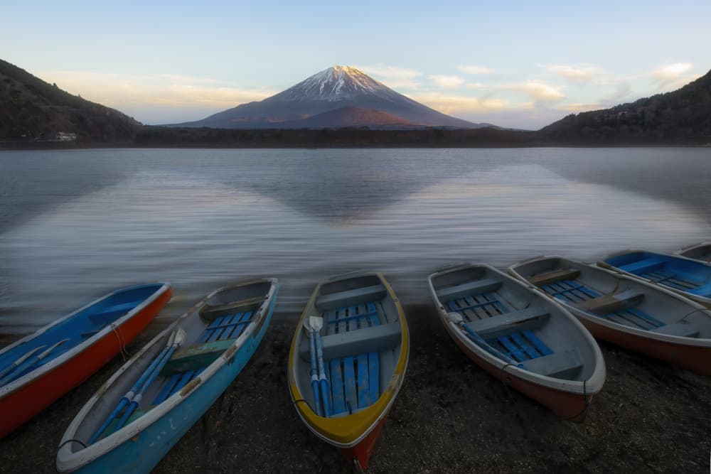Mount Fuji Morning Boats by Lisa D. Tang — canvas wall art