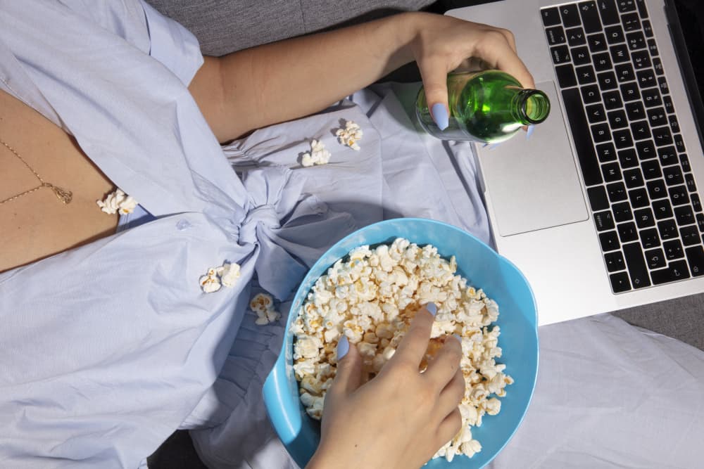 Popcorn And A Movie by Julia Ramiro — canvas wall art