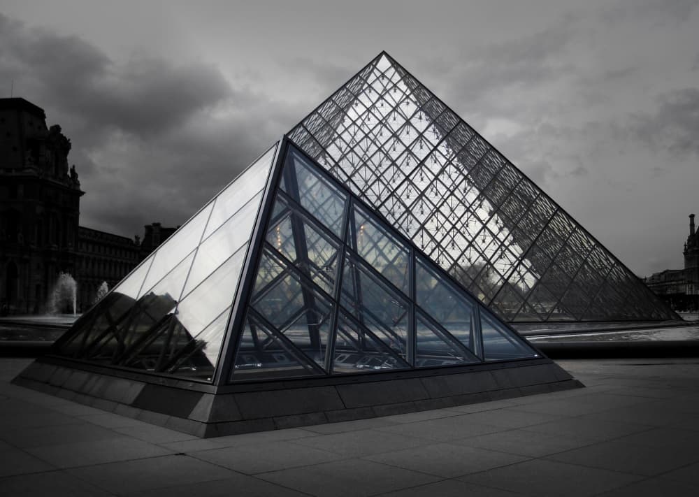 Dark Louvre Pyramids by Jacek Stefan — canvas wall art