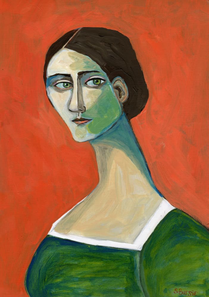 Woman in Green Dress by Sharyn Bursic — canvas wall art