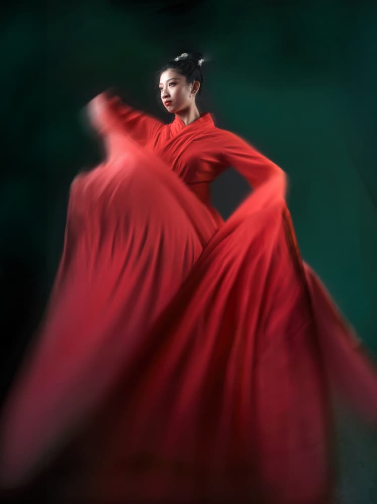 Red Flowing Dance by Catherine Wang — canvas wall art