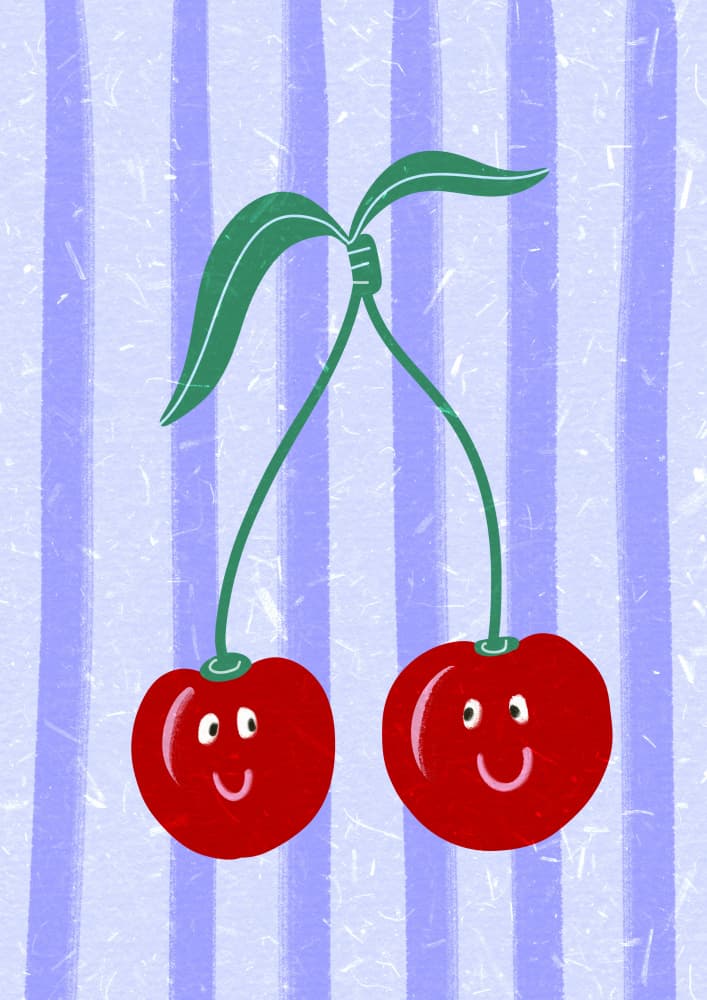 Hello cherries by Raissa Oltmanns — canvas wall art
