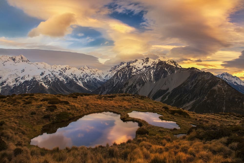 Golden Hour Alpine Reflections by Yan Zhang — canvas wall art