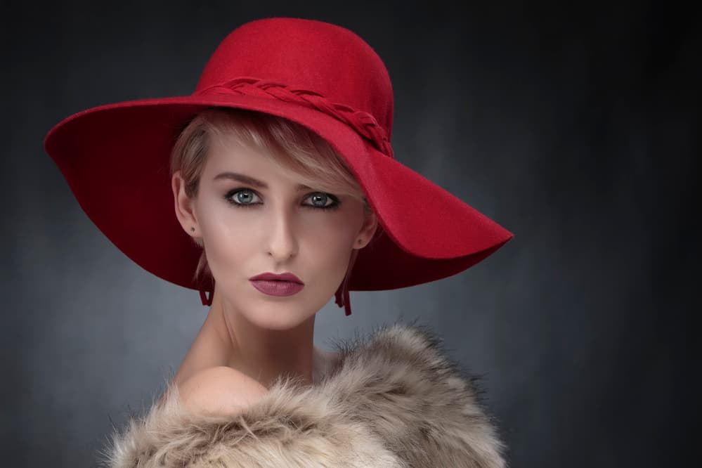 Sophisticated Red Hat Woman by Hugh Wilkinson — canvas wall art