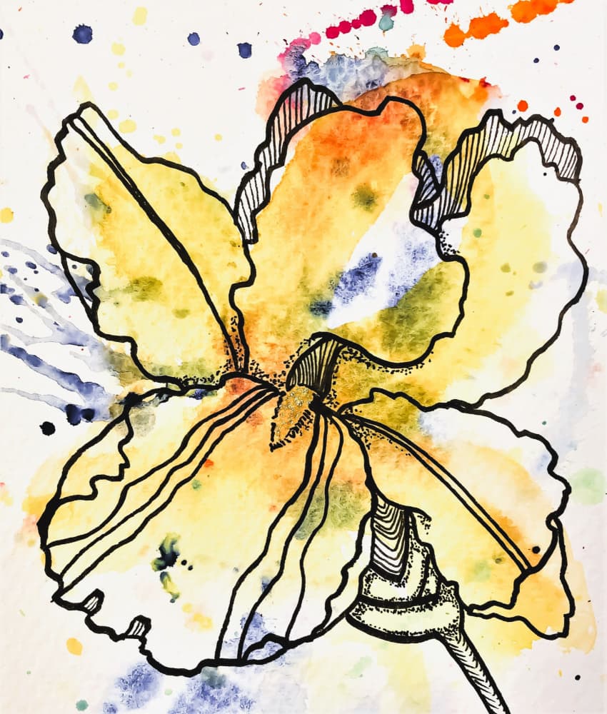 Vibrant Watercolor Iris by Anda Bieza — canvas wall art