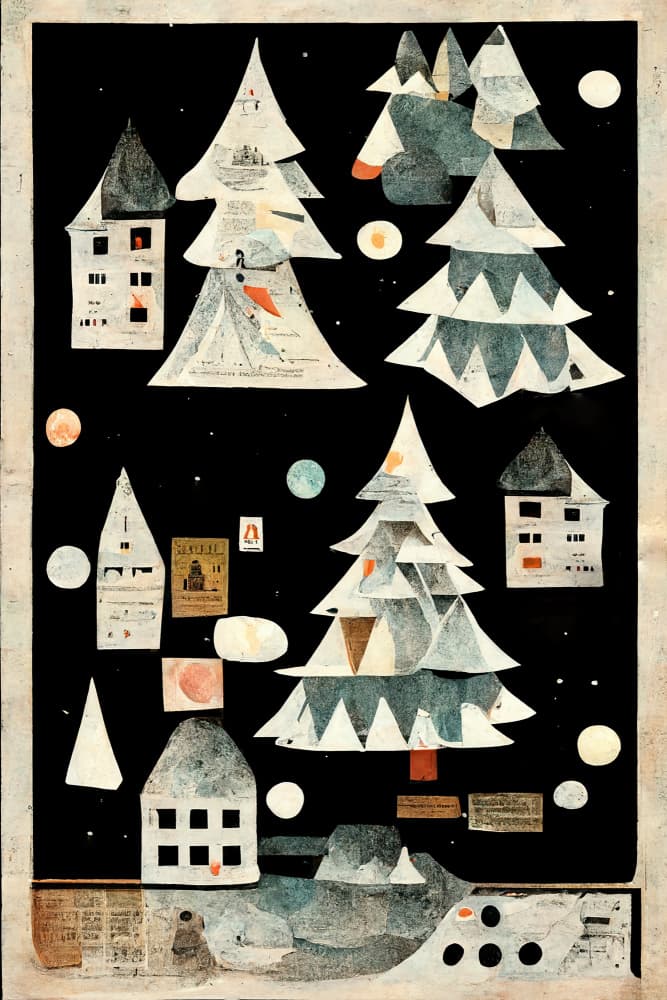 A Paper Village At Night by Treechild — canvas wall art