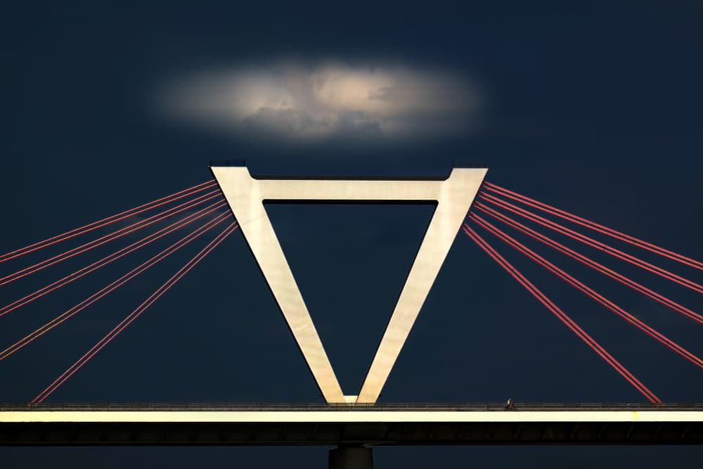 Geometric Night Bridge by Hans-Wolfgang Hawerkamp — canvas wall art