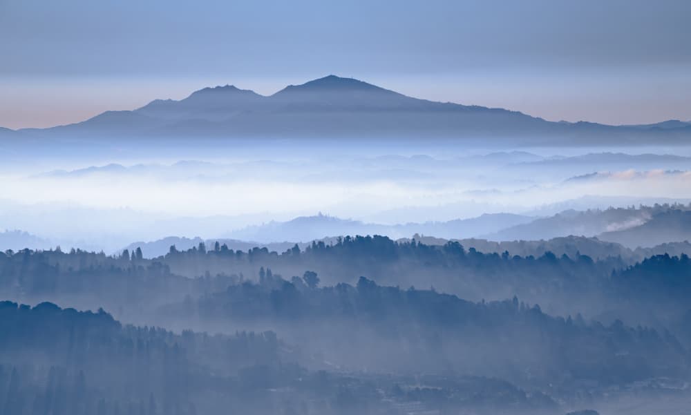Serene Blue Mountains by Jenny Qiu — canvas wall art
